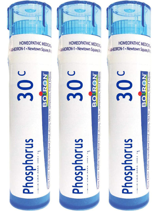 Boiron Phosphorus 30c Homeopathic Medicine for Dizziness with Sleeplessness - Pack of 3 (240 Pellets) - Nirvana Guru
