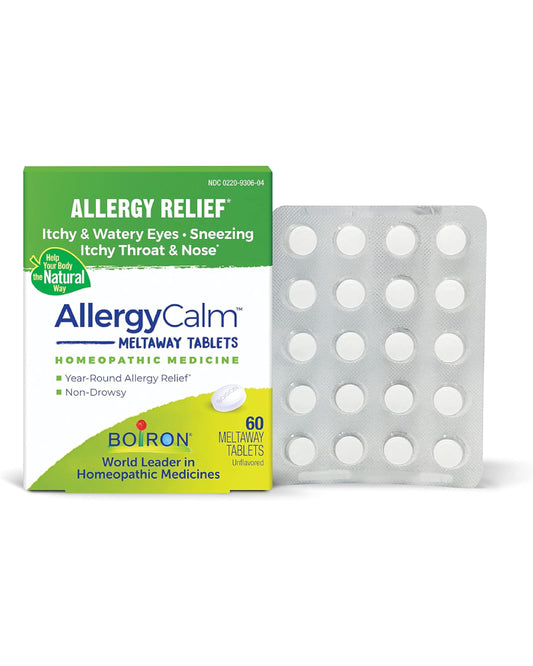 Boiron AllergyCalm Tablets for Relief from Allergy and Hay Fever Symptoms of Sneezing, Runny Nose, and Itchy Eyes or Throat - 60 Count - Nirvana Guru