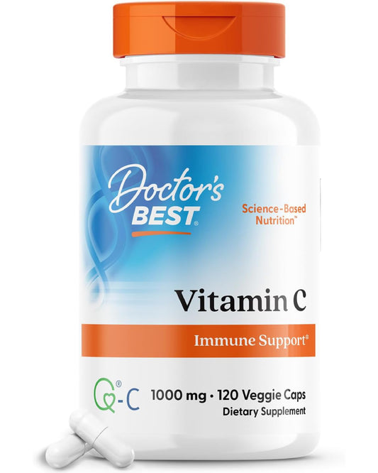 Doctor's Best Vitamin C with Q-C - Vitamin C 1000mg Non-GMO, Vegan, Gluten Free, Soy Free, Sourced from Scotland Veggie Caps, 120 Count - Nirvana Guru