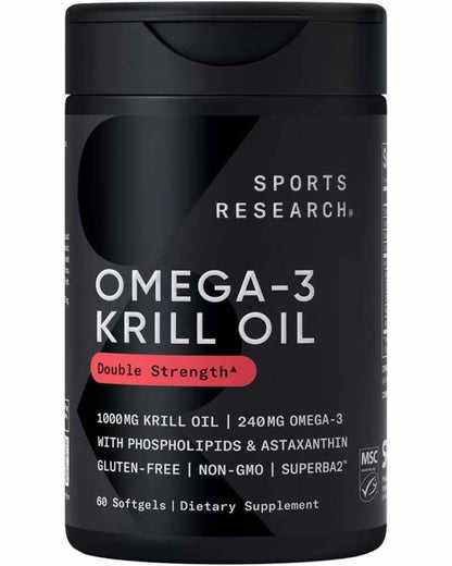 Sports Research Antarctic Krill Oil Omega 3 Softgels 1000mg (Double Strength) - Nirvana Guru
