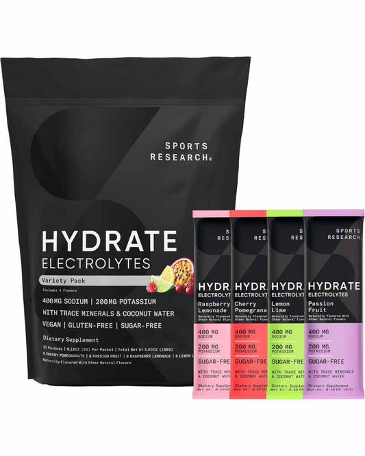 Sports Research Hydrate Electrolytes Powder 16 Packets - Nirvana Guru