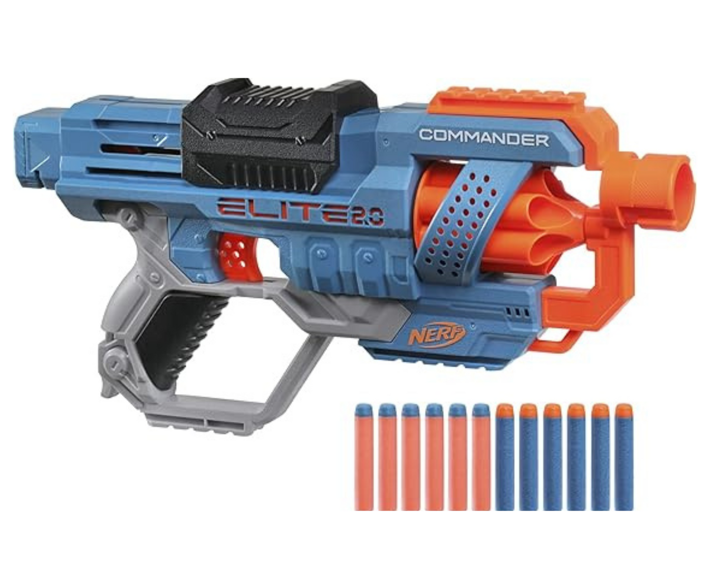 Nerf Elite 2.0 Commander RC-6 Blaster, 12 Elite Darts, 6-Dart Rotating Drum, Tactical Rails, Barrel and Stock Attachment Points nirvanaguru