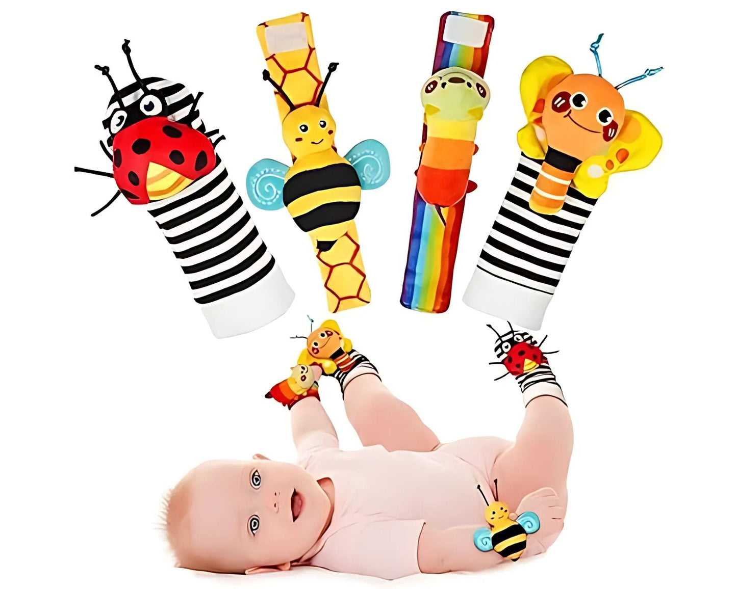 Infinno Baby Wrist Rattle Socks and Foot Finder Set, Perfect Baby Toys for 0-12 Months Newborn Boys and Girls As Shower Gifts, Garden Bug Series nirvanaguru