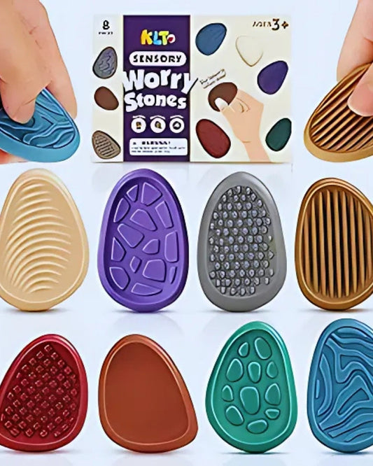 Fidget Toys Adults Sensory Stone: 8 Pack Texture Worry Stone for Kids Calming - Sensory Autism Toys for Anxiety Relief - Quiet Small Fidgets for Classroom Prizes nirvanaguru