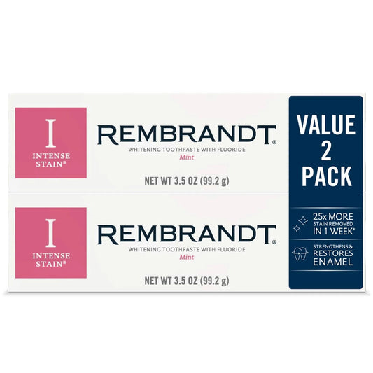 REMBRANDT Intense Stain Whitening Toothpaste with Fluoride, Removes Tough Stains, Rehardens and Strengthens Enamel, 3.5 Ounce (2 Pack) nirvanaguru