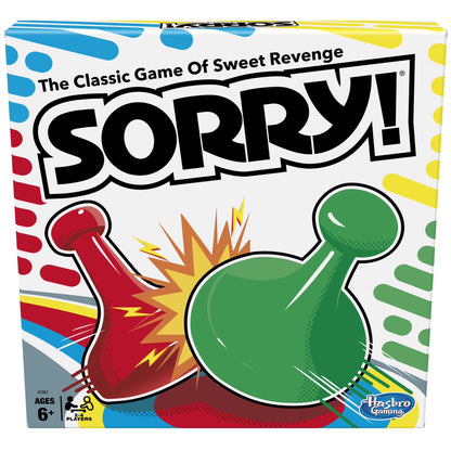Sorry! Board Game for Kids, Classic Hasbro Board Game; Each Player Gets 4 Pawns, Teacher School Supplies, Ages 6+ nirvanaguru