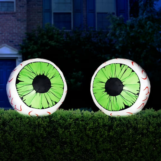 Joyfy 2 Pack Halloween Inflatable Huge Green Eyeballs with Build-in LEDs Halloween Blow up Yard Decorations,3 FT Diameter nirvanaguru