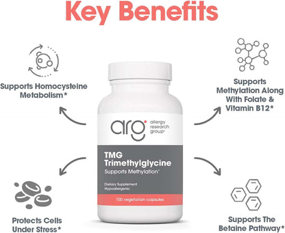 Allergy Research Group TMG Trimethylglycine 750mg Supplement - Betaine Anhydrous - Nirvana Guru