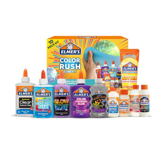 Elmer's Color Rush Slime Kit, Includes Liquid Glue, Activator, Makes Color Changing, Glow in The Dark, Butter Slime and More, 10 Piece Set - Perfect for Parties, Gift, Activity Time Nirvana Guru