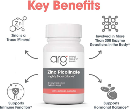 Allergy Research Group Zinc Picolinate Supplement - Supports Normal Health Immune Response - Nirvana Guru