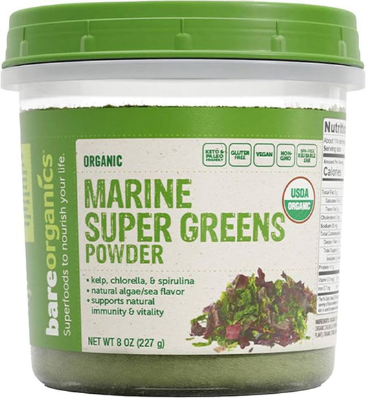 BareOrganics Marine Super Greens Powder,8oz