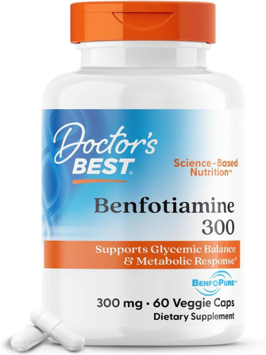 Doctor's Best Benfotiamine 300 with BenfoPure, Helps Maintain Healthy Glucose Metabolism,60 Veggie Caps - Nirvana Guru