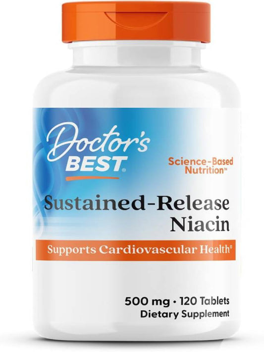 Doctors Best Sustained-Release Niacin with niaXtend, Supports Heart Health, Vegan 120 Tablets - Nirvana Guru