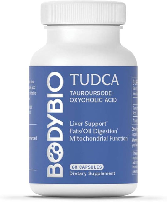 BodyBio TUDCA for Liver Detox,Healthy Fat Metabolism and Digestion, Pure Tauroursodeoxycholic Acid - 60 Capsules - Nirvana Guru