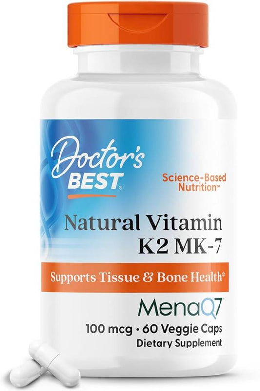 Doctor's Best Natural Vitamin K2 Mk-7 with MenaQ7,60 Veggie Capsules - Nirvana Guru