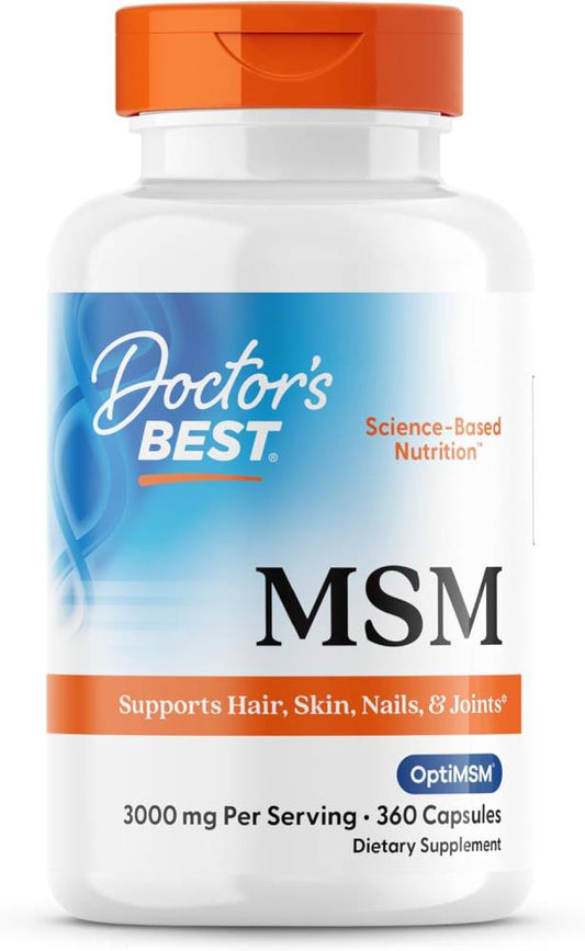 Doctors BEST MSM, Supports Hair, Skin, Nails, & Joints,3000 mg Per Serving, 360 Capsules - Nirvana Guru