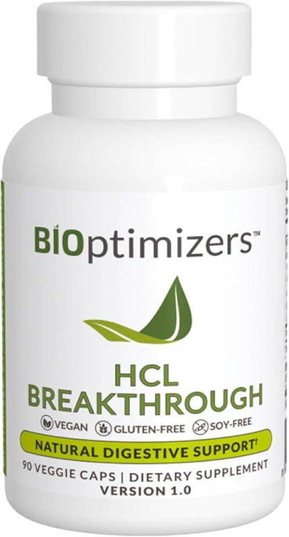 BIOptimizers HCL Breakthrough - Betaine Hydrochloride Enzymes Supplement,90 Pepsin-Free Capsules - Nirvana Guru