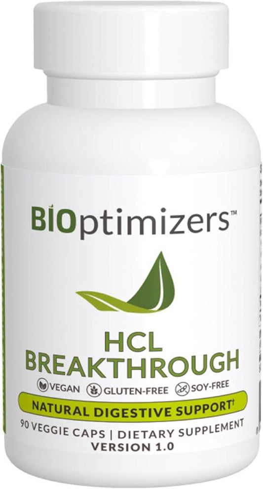 BIOptimizers HCL Breakthrough - Betaine Hydrochloride Enzymes Supplement,90 Pepsin-Free Capsules - Nirvana Guru