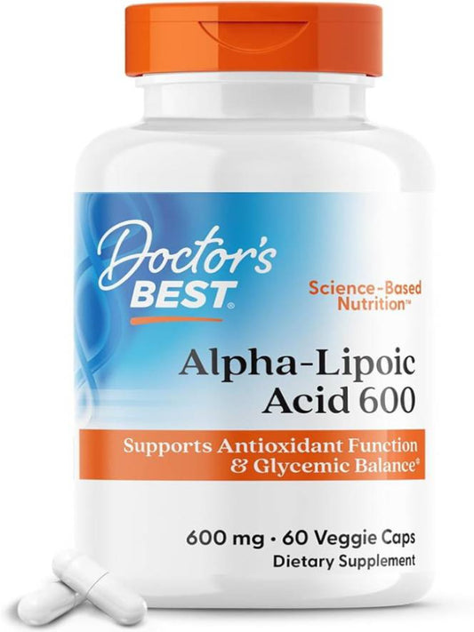 Doctor's Best Alpha-Lipoic Acid 600, Supports Antioxidant Function & Glycemic Balances,60 Veggie Caps - Nirvana Guru