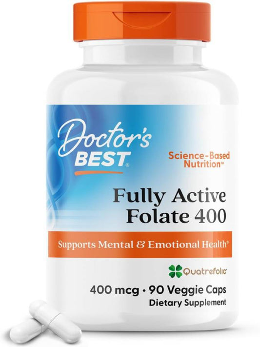 Doctor's Best Fully Active Folate with Quatrefolic400 mcg,90 Veg Caps - Nirvana Guru