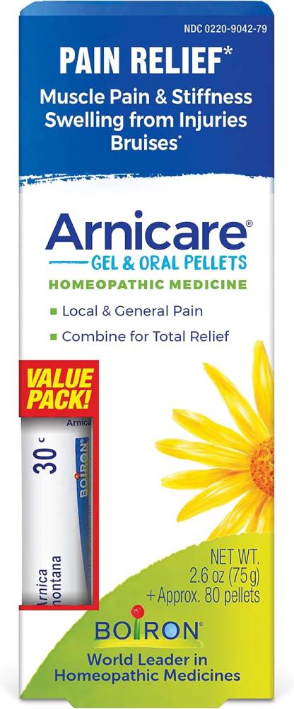 Boiron Arnicare Gel and Arnica 30c Value Pack for Pain Relief,2.6 oz + 80 Pellet Tube - Nirvana Guru
