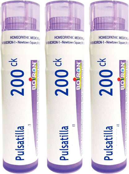 Boiron Pulsatilla 200ck Homeopathic Medicine for Cold with Thick, Yellow Discharge - Pack of 3 (240 Pellets) - Nirvana Guru