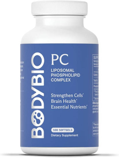 BodyBio PC Phosphatidylcholine for Mental Clarity, Healthy Aging, Cellular Repair, and Gentle Daily Detoxification - 100 Softgels - Nirvana Guru