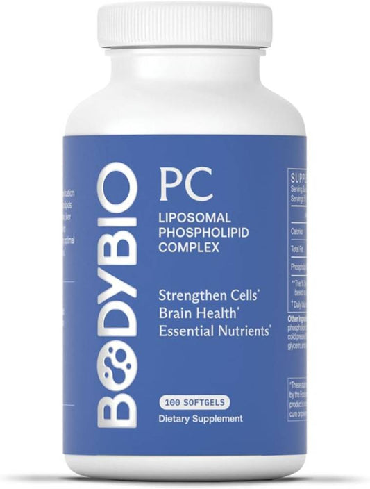 BodyBio PC Phosphatidylcholine for Mental Clarity, Healthy Aging, Cellular Repair, and Gentle Daily Detoxification - 100 Softgels - Nirvana Guru