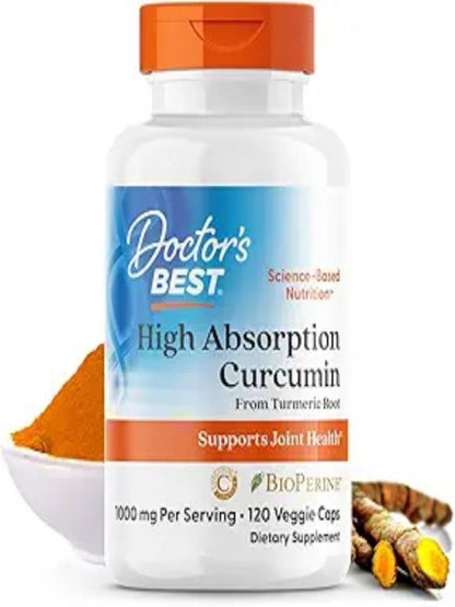 Doctors BEST High Absorption Curcumin from Turmeric Root, Supports Joint Health,Vegan 120 Veggie Caps - Nirvana Guru
