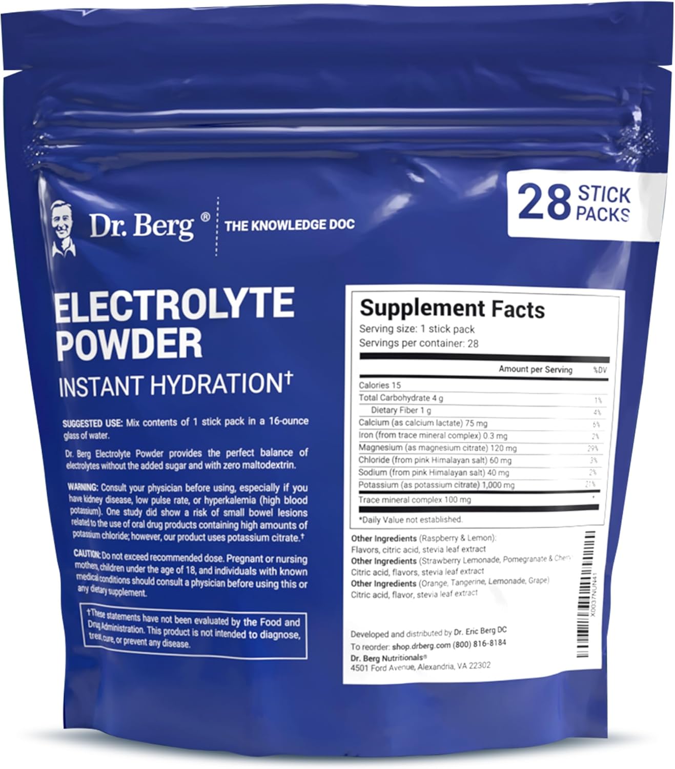 Dr. Berg Sugar Free Electrolyte Powder Packets,7 Delicious Flavors - Nirvana Guru
