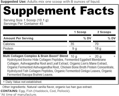 Ancient Nutrition Collagen Powder Protein,Brain Boost 45 Servings - Nirvana Guru