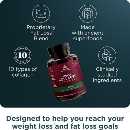 Ancient Nutrition Multi Collagen Advanced Lean with Probiotics,90 Count - Nirvana Guru