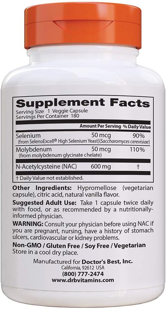 Doctor's Best Nac Detox Regulators with seleno excell,180 Veggie Caps - Nirvana Guru