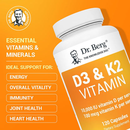 Dr. Berg Vitamin D3 K2 w/MCT Powder,K2 D3 Vitamin Supplement - 120 Capsule - Nirvana Guru