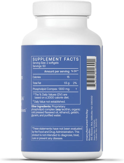 BodyBio PC Phosphatidylcholine for Mental Clarity, Healthy Aging, Cellular Repair, and Gentle Daily Detoxification - 100 Softgels - Nirvana Guru