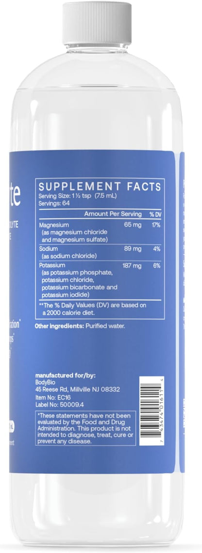 BodyBio e-Lyte - Electrolytes for Hydration, Energy and Cramp Relief, 16 fl oz - Nirvana Guru