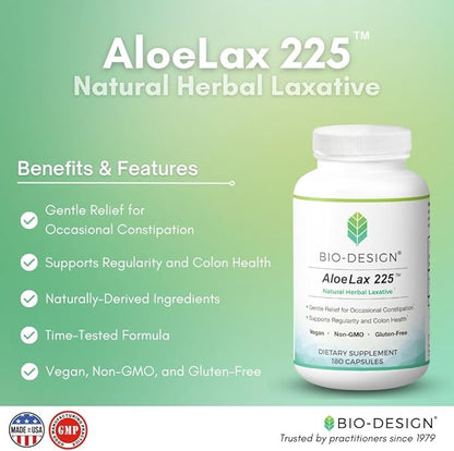 Aloe Lax 225 Relief for Occasional Constipation,180 Capsules - Nirvana Guru