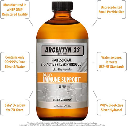 Argentyn 23 Professional Bio-Active Silver Hydrosol for Immune Support,32oz - Nirvana Guru