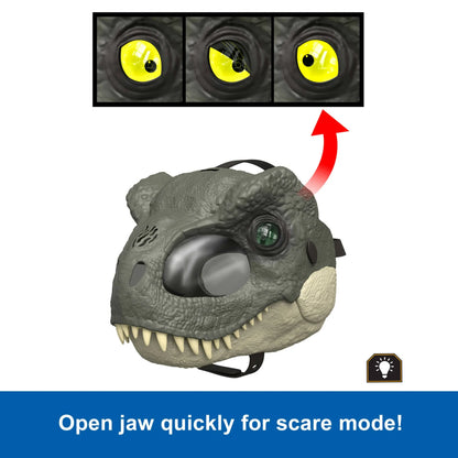 Jurassic World Rebirth T-Rex Rage N Roar Mask with LED Light up Eyes Feature, 3 Level Effects nirvanaguru