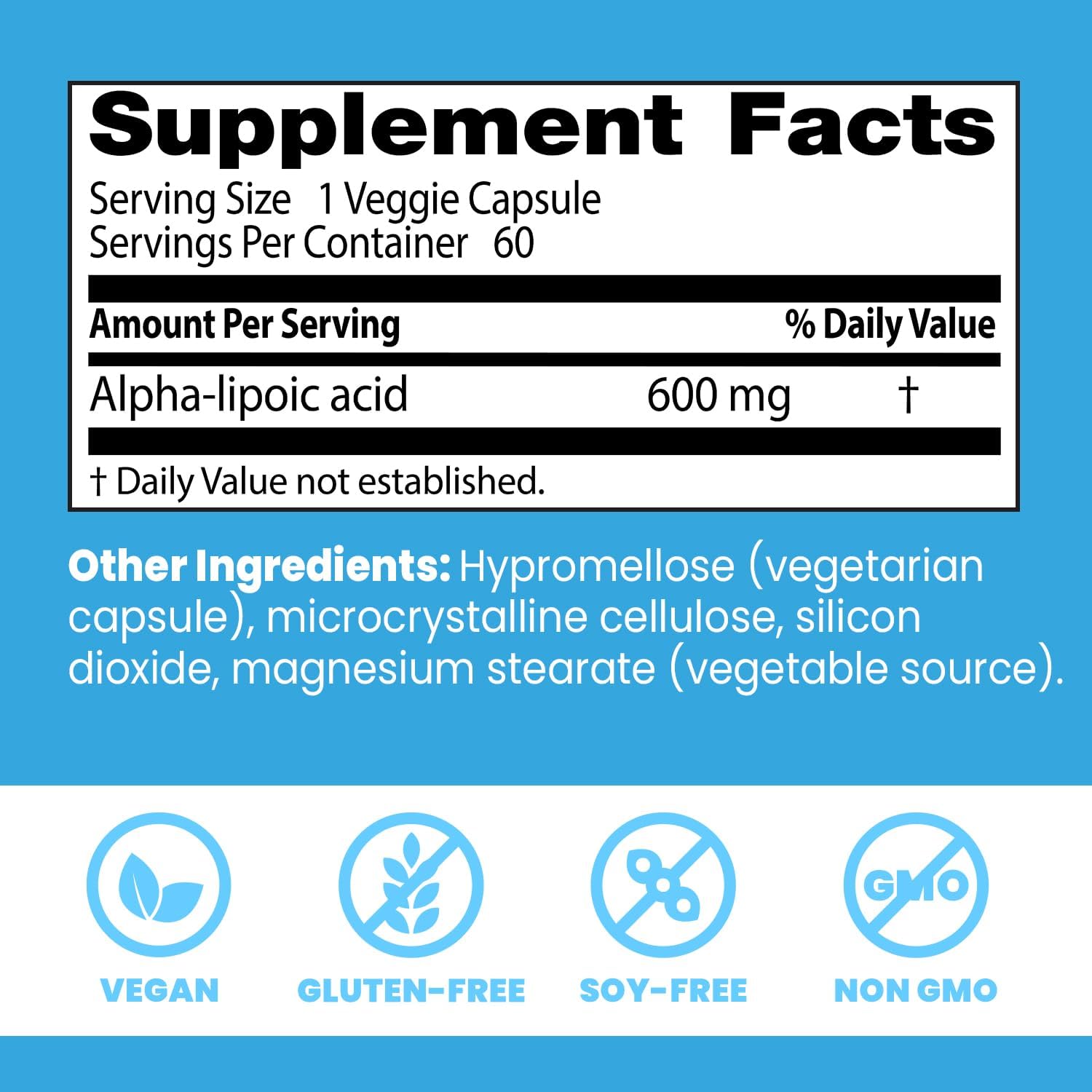 Doctor's Best Alpha-Lipoic Acid 600, Supports Antioxidant Function & Glycemic Balances,60 Veggie Caps - Nirvana Guru