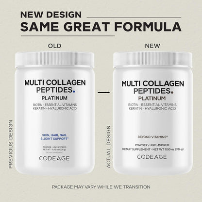 Codeage Multi Collagen for Women & Men Biotin 10000mcg Keratin, Protein Powder Vitamin C B6 D3, Hyaluronic Acid, Niacin - Hydrolyzed Collagen Coffee Creamer 5 Types - Unflavored - Non-GMO - 11.5oz - Nirvana Guru