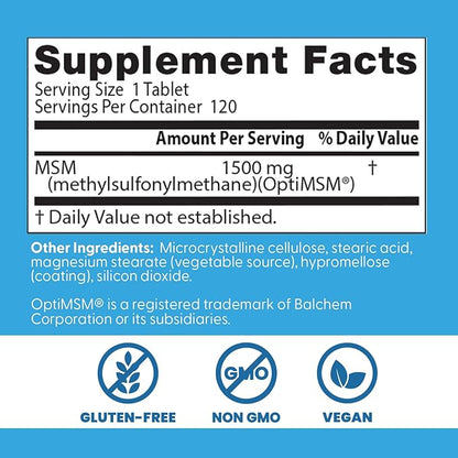 Doctors Best MSM, Supports Hair, Skin, Nails, & Joints,120 Tablets - Nirvana Guru