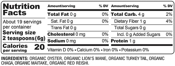 BareOrganics, Mushroom Memory Blend Powder,4 Ounces