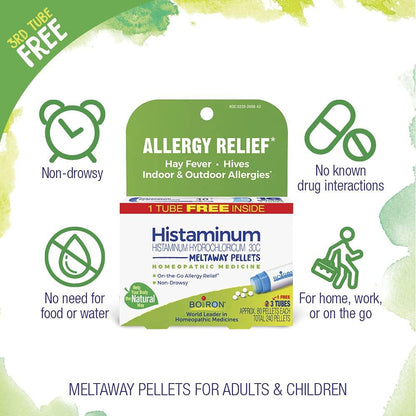 Boiron Histaminum Hydrochloricum 30C Homeopathic Medicine For Indoor Or Outdoor Allergy Relief,3 Count (240 Pellets) - Nirvana Guru
