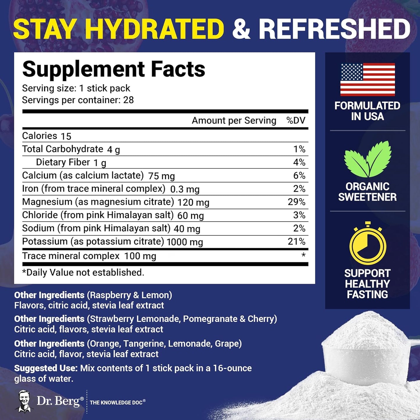 Dr. Berg Sugar Free Electrolyte Powder Packets,7 Delicious Flavors - Nirvana Guru