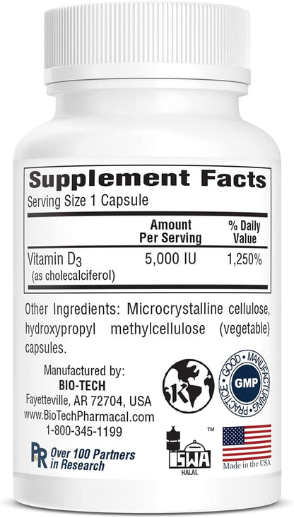 Bio-Tech Pharmacal Vitamin D3,250 Veg Capsules - Nirvana Guru