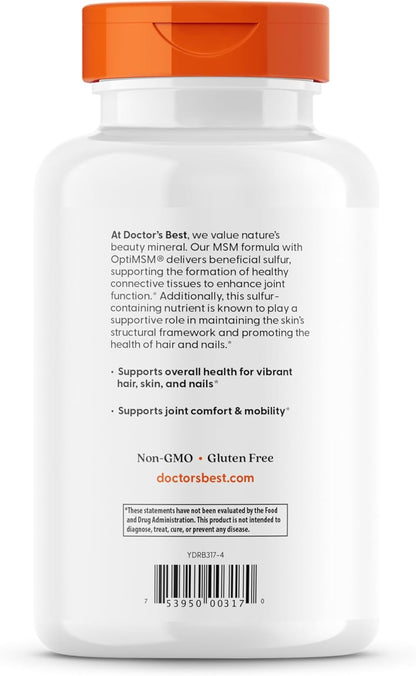 Doctors BEST MSM, Supports Hair, Skin, Nails, & Joints,3000 mg Per Serving, 360 Capsules - Nirvana Guru