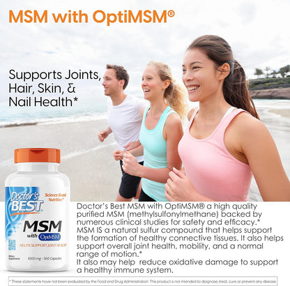 Doctors BEST MSM, Supports Hair, Skin, Nails, & Joints,3000 mg Per Serving, 360 Capsules - Nirvana Guru