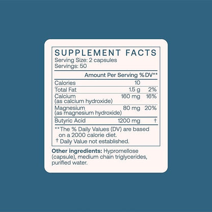 BodyBio Butyrate Supplement Butyric Acid with Calcium Magnesium - 250 Capsules - Nirvana Guru