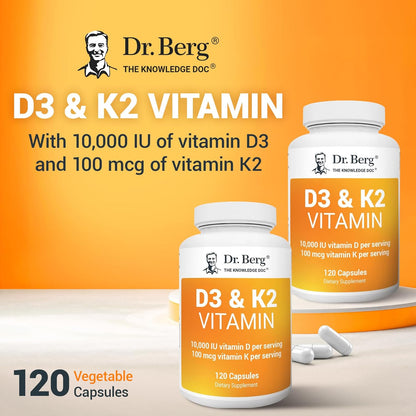 Dr. Berg Vitamin D3 K2 w/MCT Powder,K2 D3 Vitamin Supplement - 120 Capsule - Nirvana Guru
